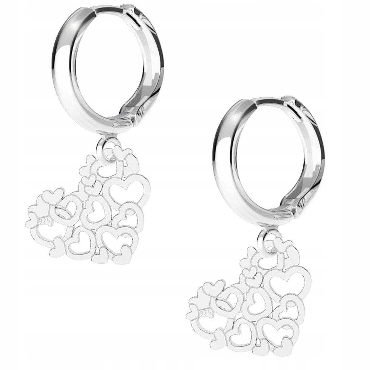 Kolczyki srebrne Serca 925