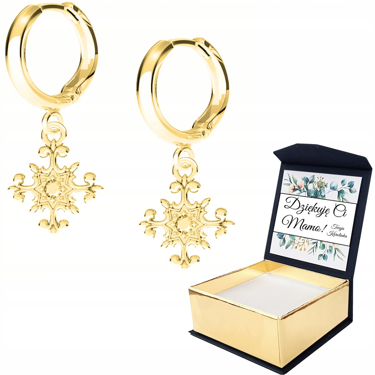 Kolczyki złote Krzyż Krzyżyk 925 WŁASNY NADRUK