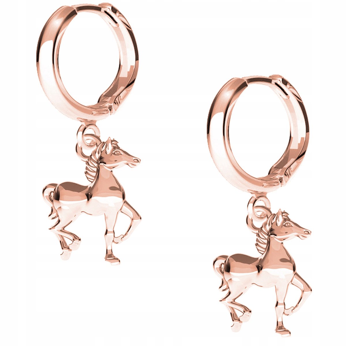 Kolczyki Zwierzę Koń Kucyk różowe złoto 925