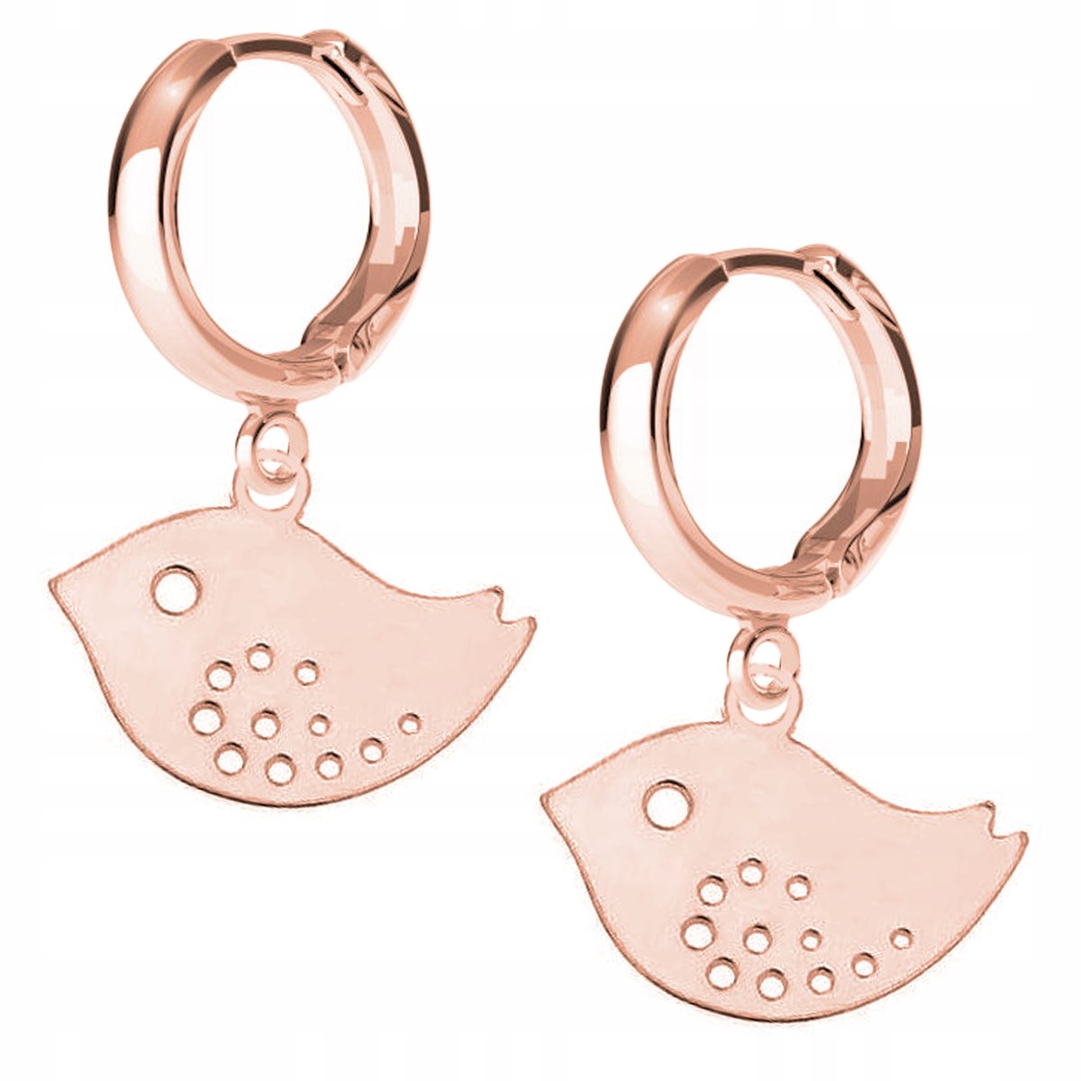 Kolczyki Ptak Zwierzę Bird różowe złoto 925