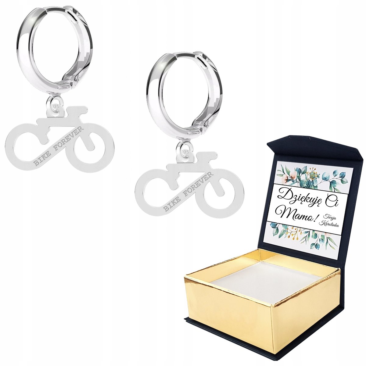 Kolczyki srebrne Rower Bike Forever WŁASNY NADRUK