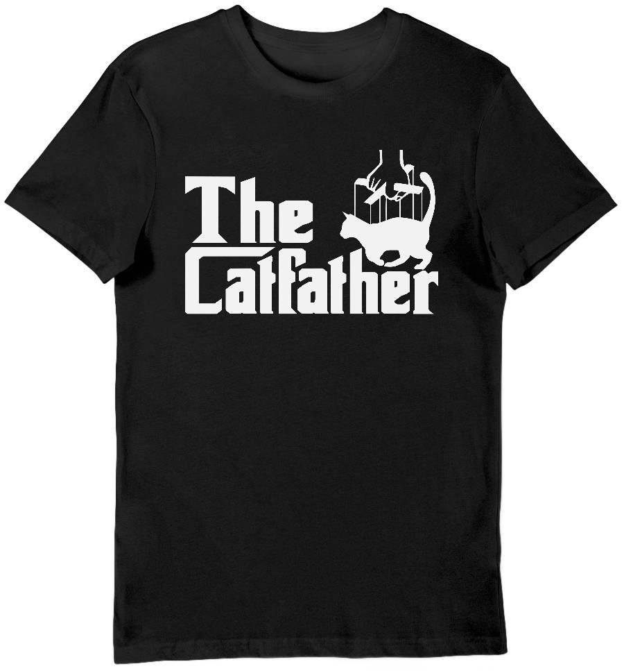 Koszulka męska z napisem cat father czarna 3XL