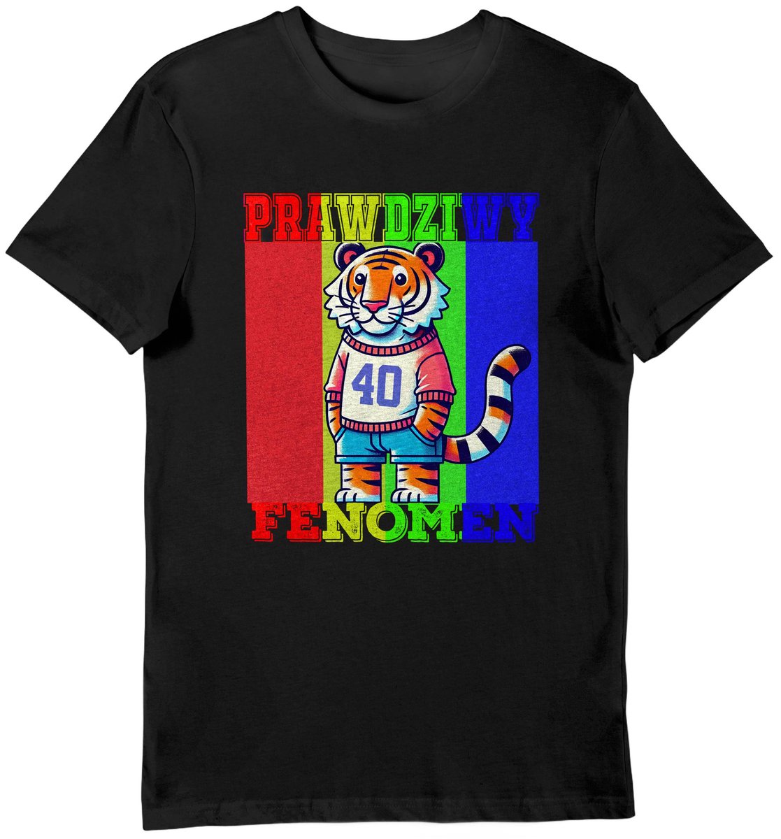 Koszulka męska na 40 urodziny prawdziwy fenomen z tygrysem czarna M