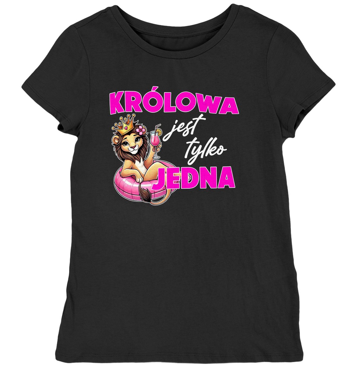 Koszulka damska królowa jest tylko jedna czarna L
