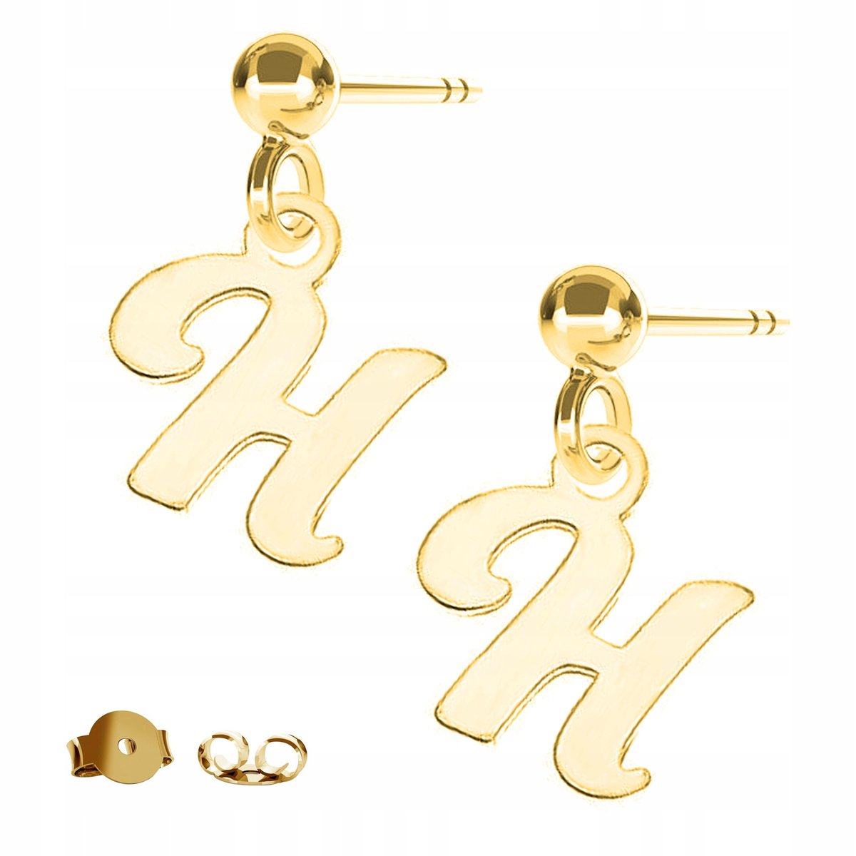 Kolczyki złote Mała Literka H 925