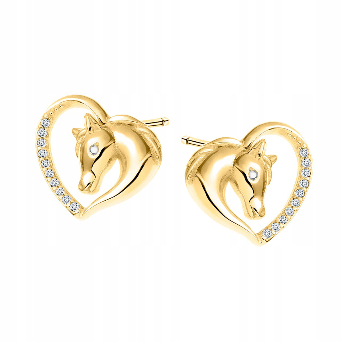 Kolczyki złote Koń Konik Zwierzę cyrkonie 925