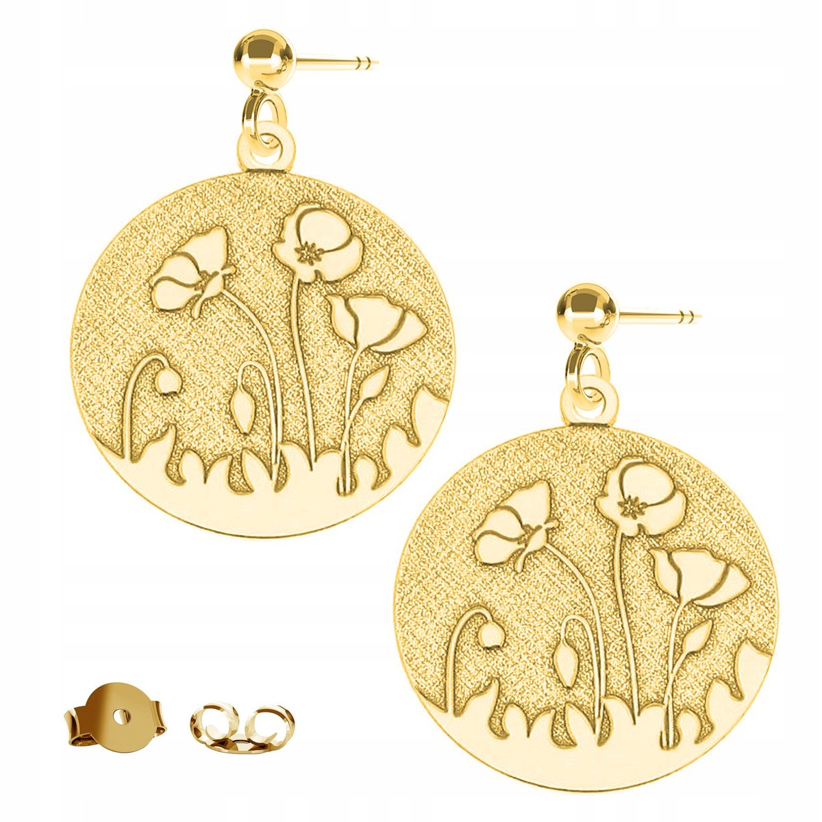 Kolczyki złote Maki Kwiaty Kwiat 925