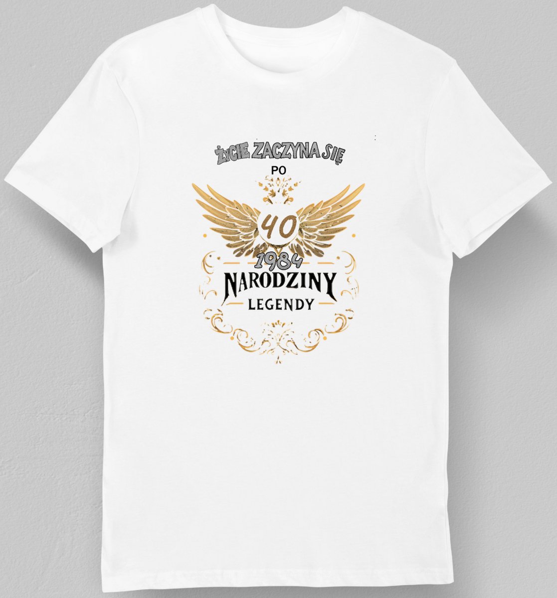 Koszulka życie zaczyna się po 40, 1984 narodziny legendy biała 2XL