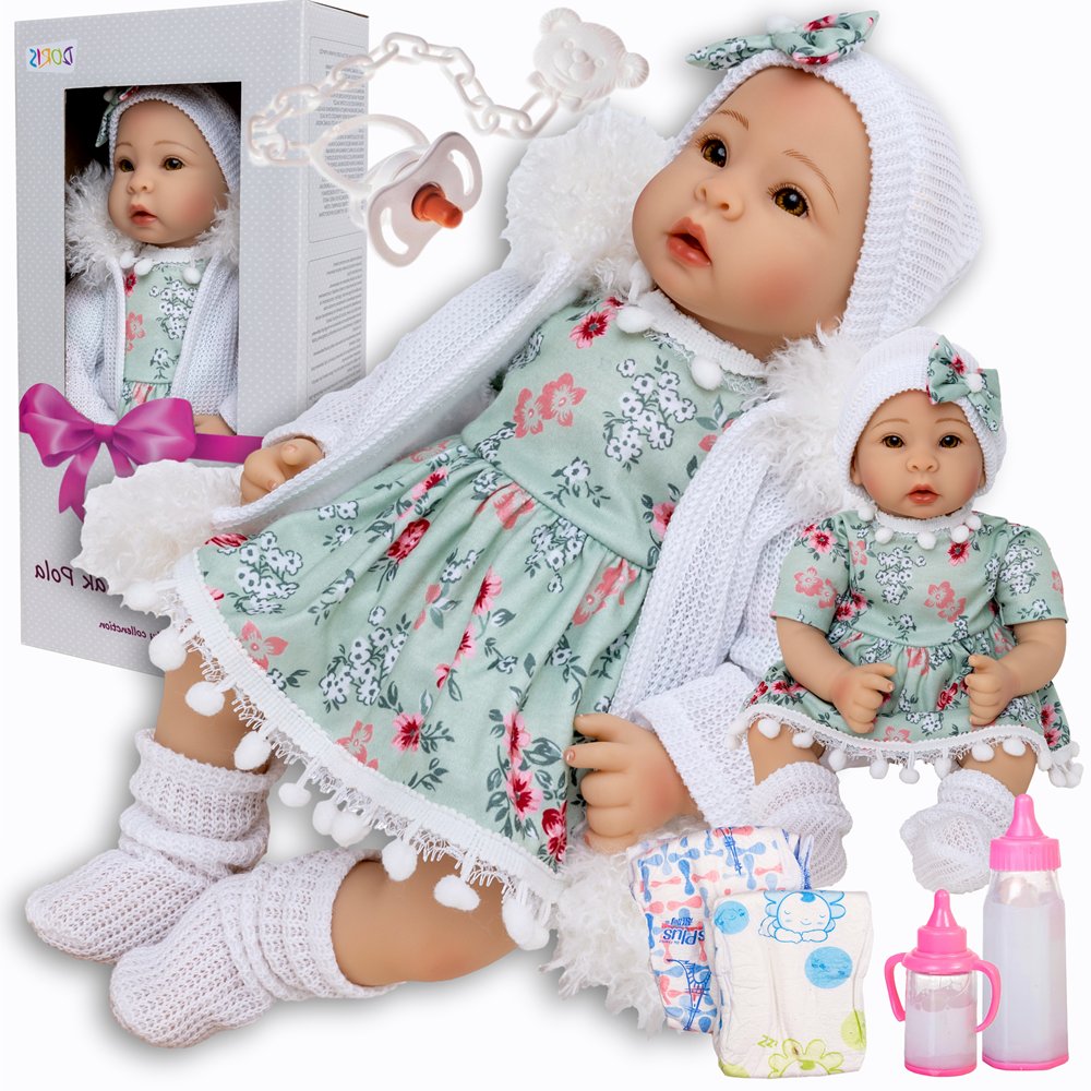 Lalka bobas interaktywna DUŻA REALISTYCZNA PACHNĄCA w zestawie SMOCZEK PAMPERS BUTELKI - Lalka Pola