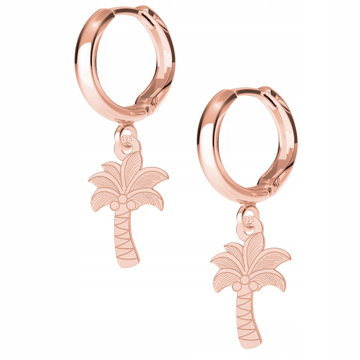 Kolczyki Palma Drzewo Tree różowe złoto 925
