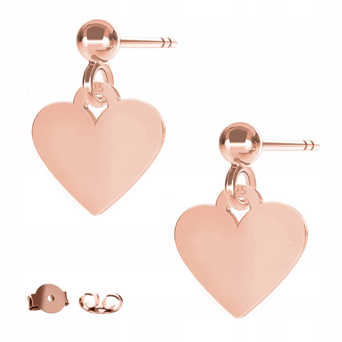 Kolczyki Mini Serce Heart różowe złoto 925