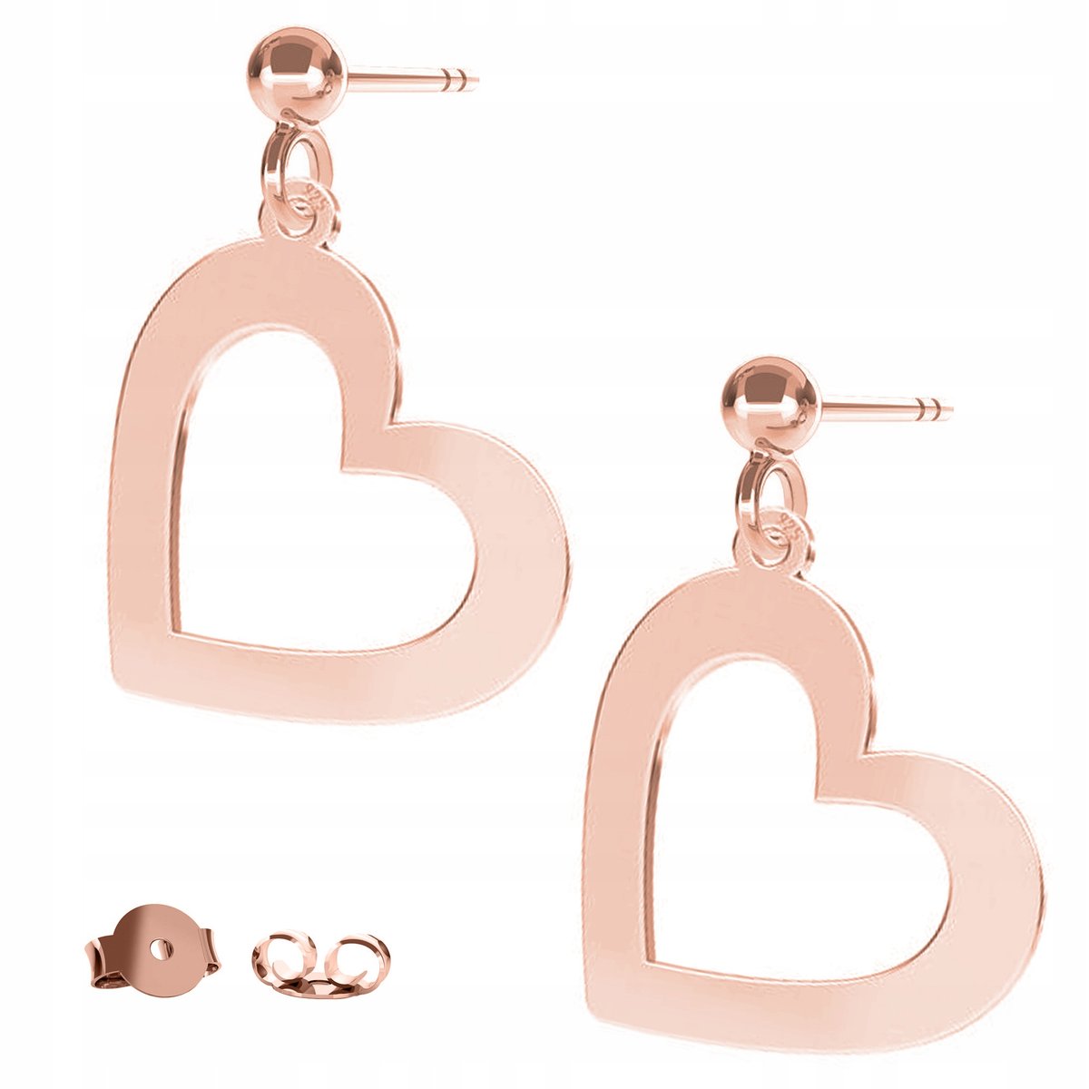 Kolczyki Serce Serduszko różowe złoto 925