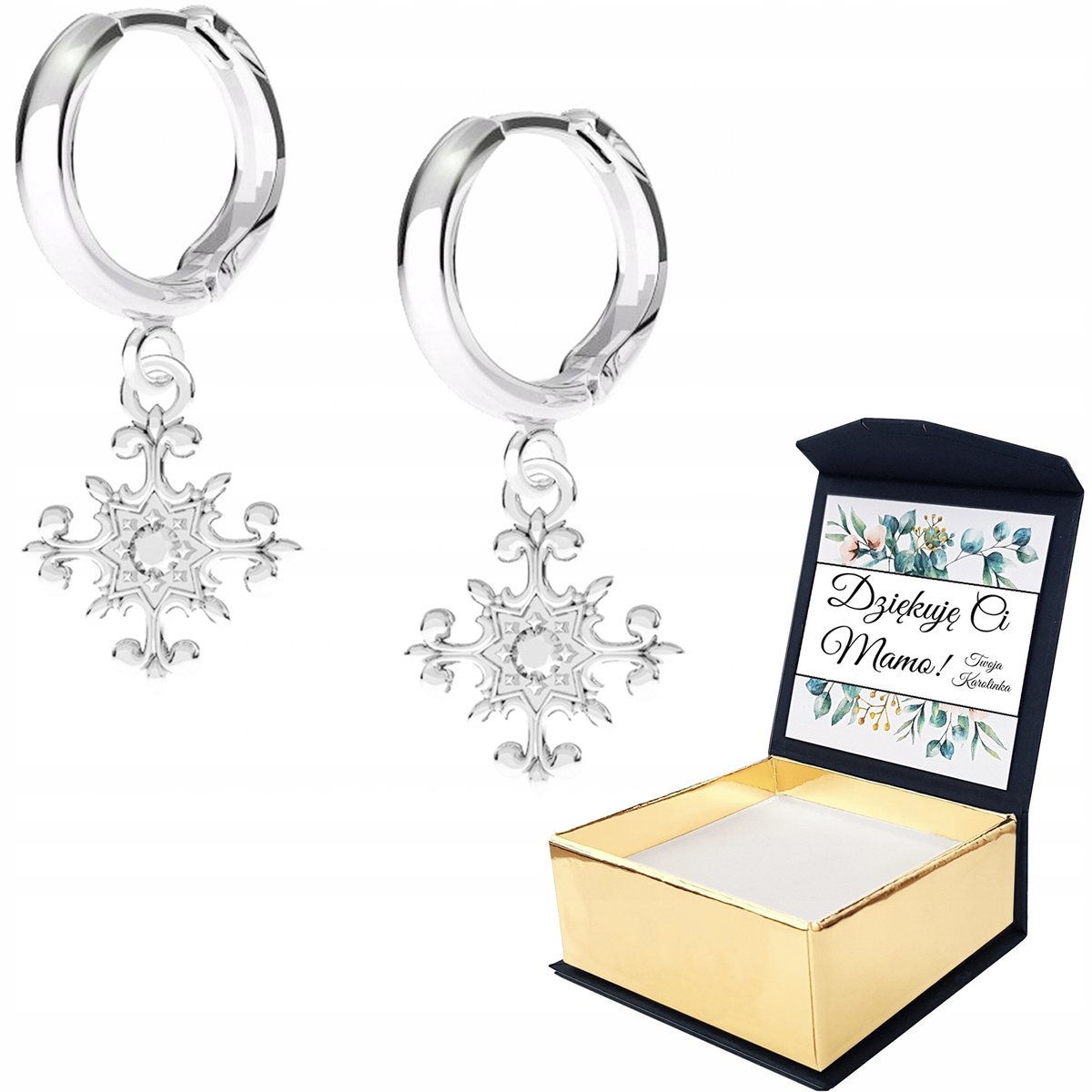 Kolczyki srebrne Krzyż Krzyżyk 925 WŁASNY NADRUK