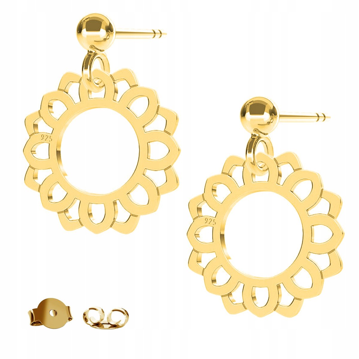 Kolczyki złote Rozeta Kwiat 925