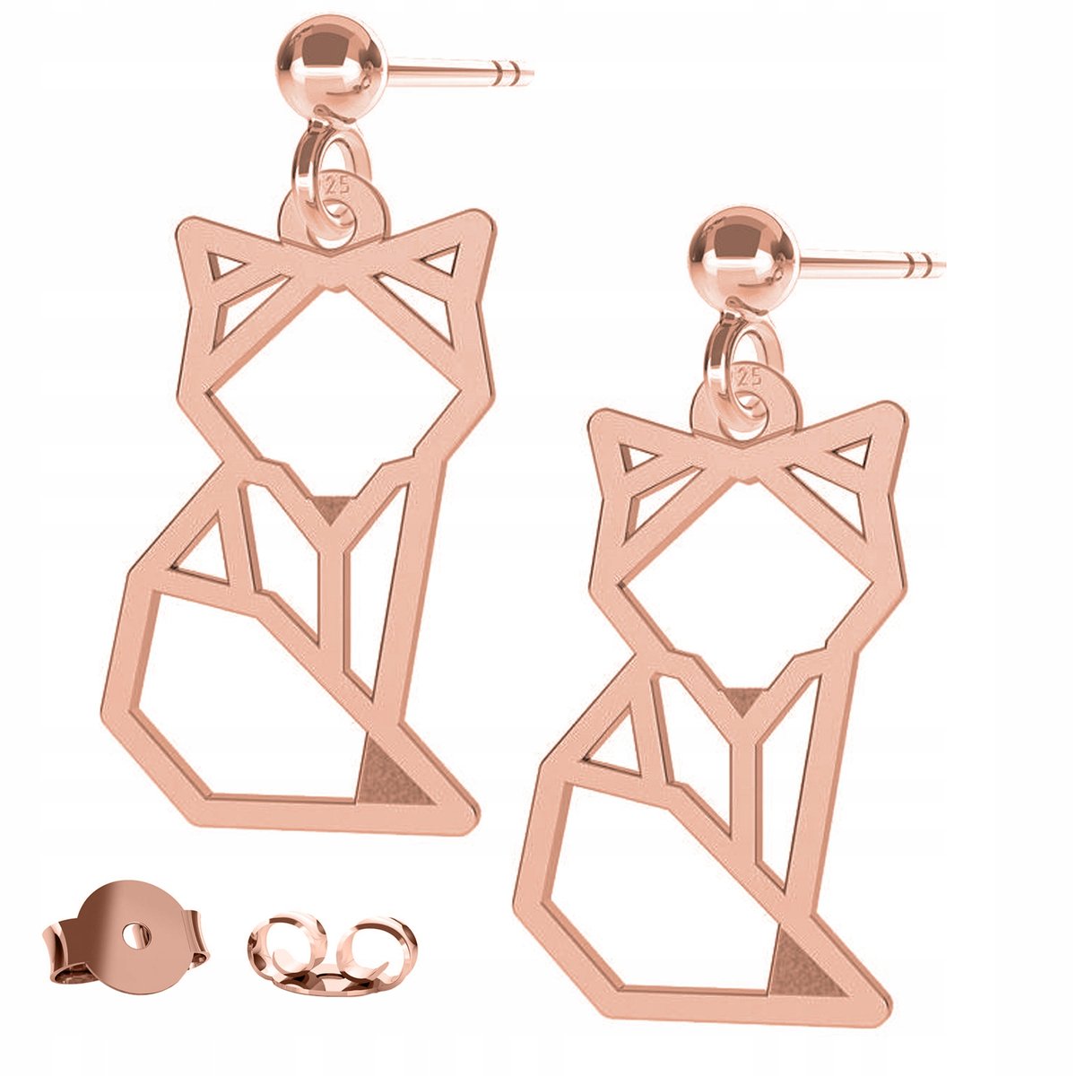 Kolczyki Kot Kotek Zwierzę różowe złoto 925