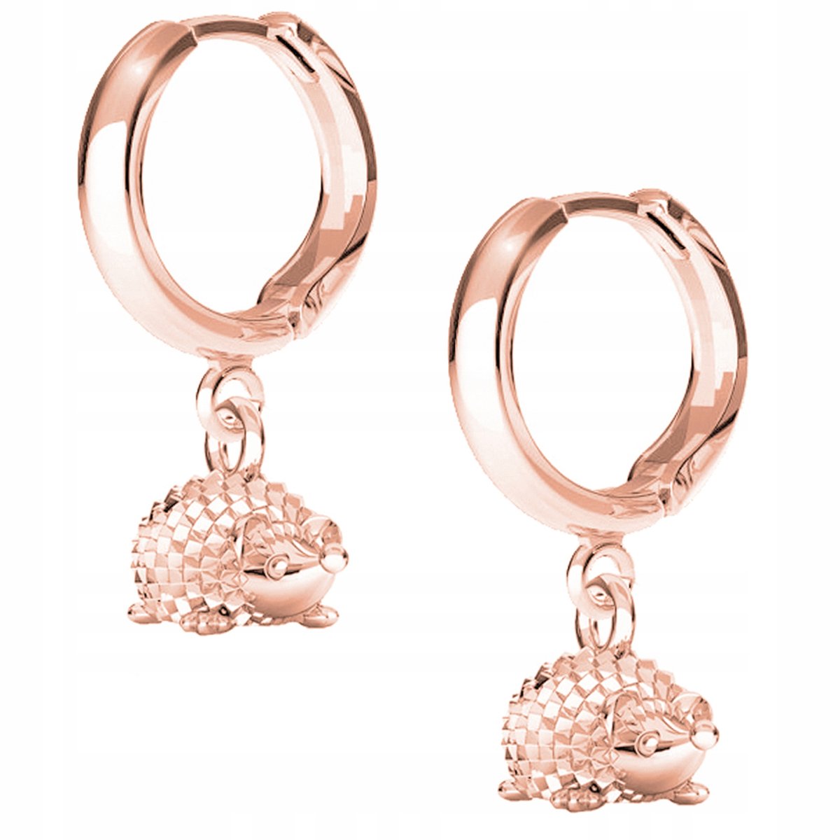 Kolczyki Jeż Jeżyk Zwierzę różowe złoto 925