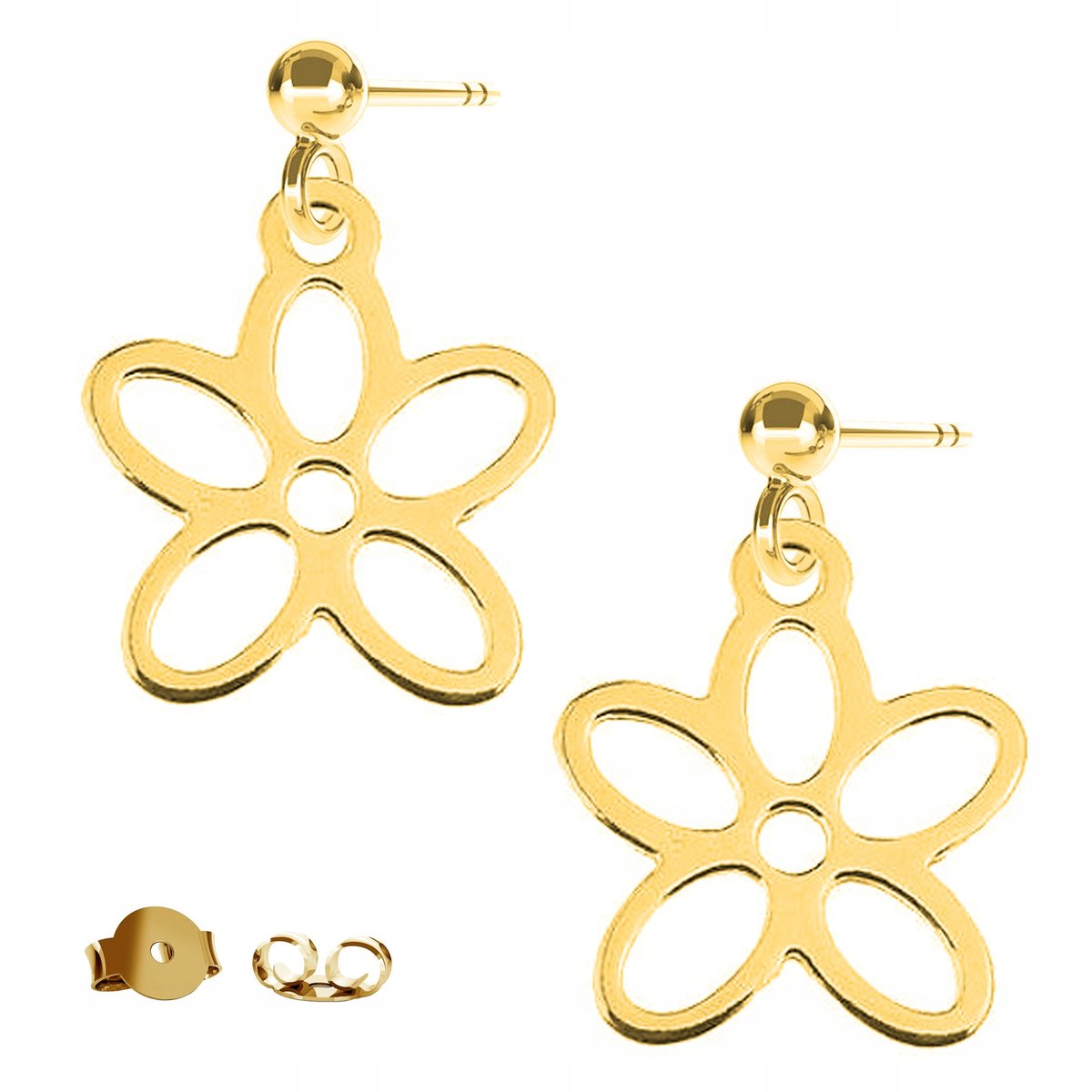 Kolczyki złote Kwiat Kwiatek Flower 925