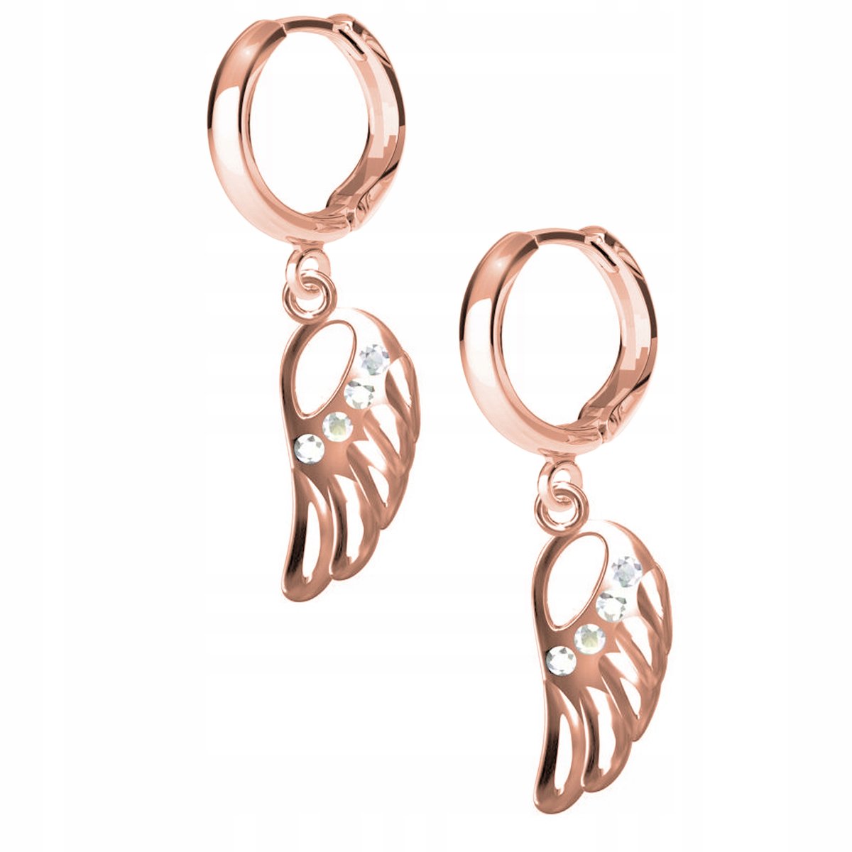 Kolczyki Skrzydło Wing różowe złoto 925