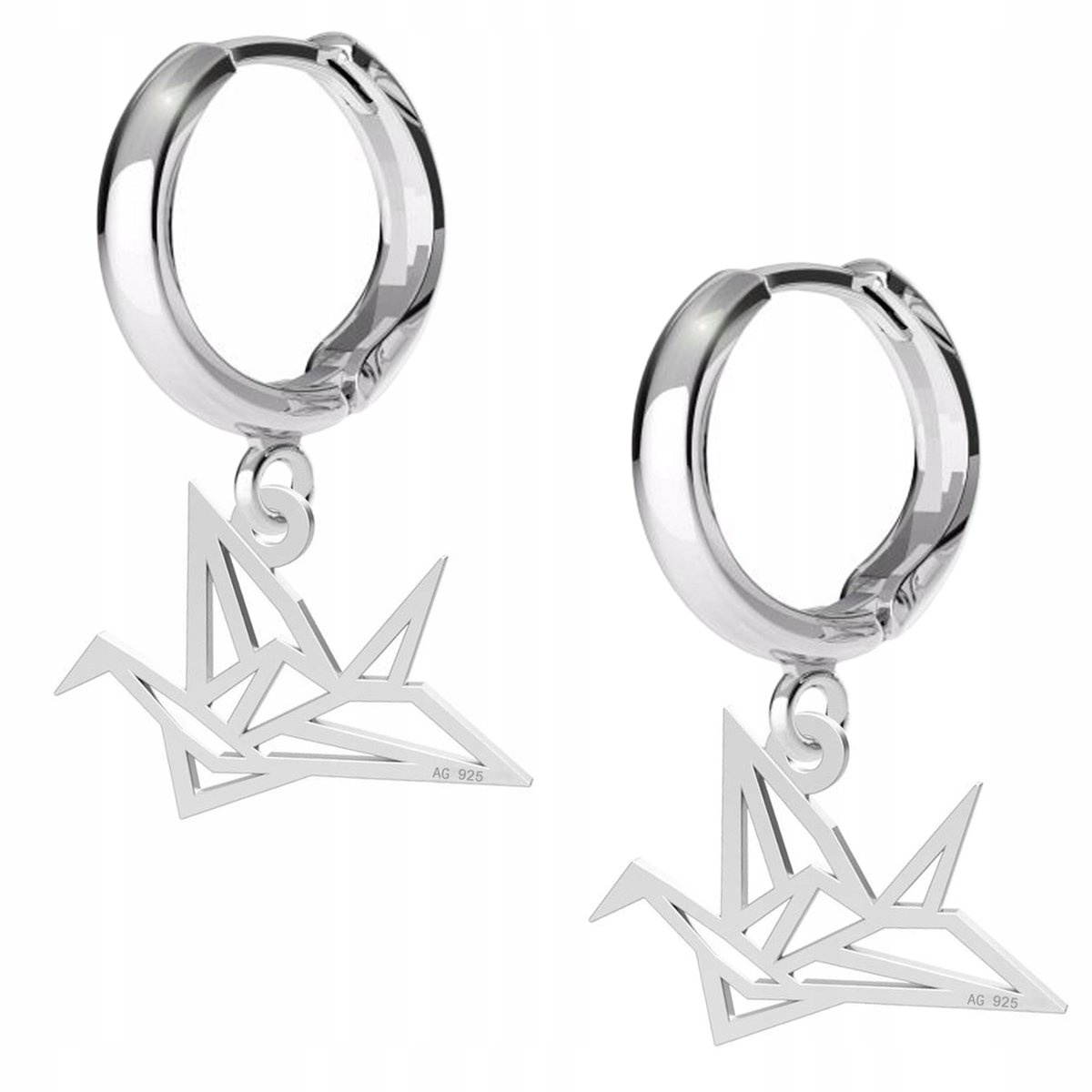 Kolczyki srebrne Ptak Origami Zwierzę 925