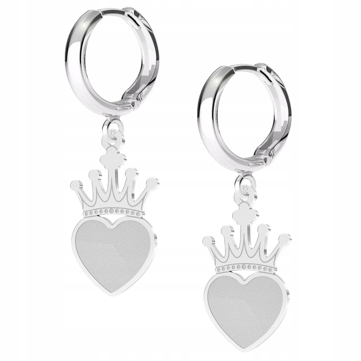 Kolczyki srebrne Korona Serce Serduszko 925