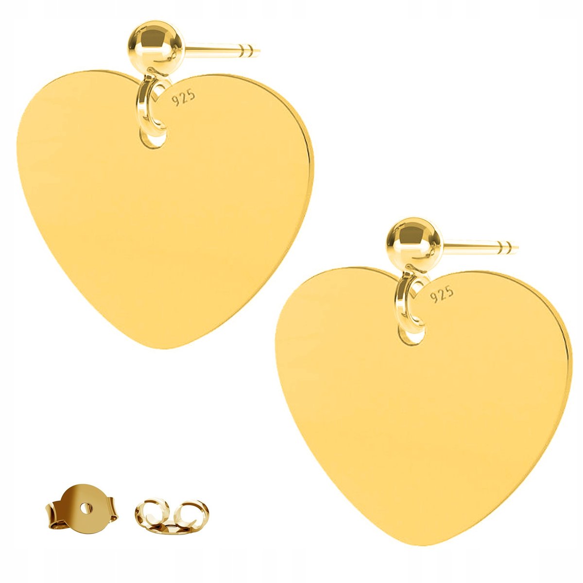 Kolczyki złote Blaszka Serce Heart 925
