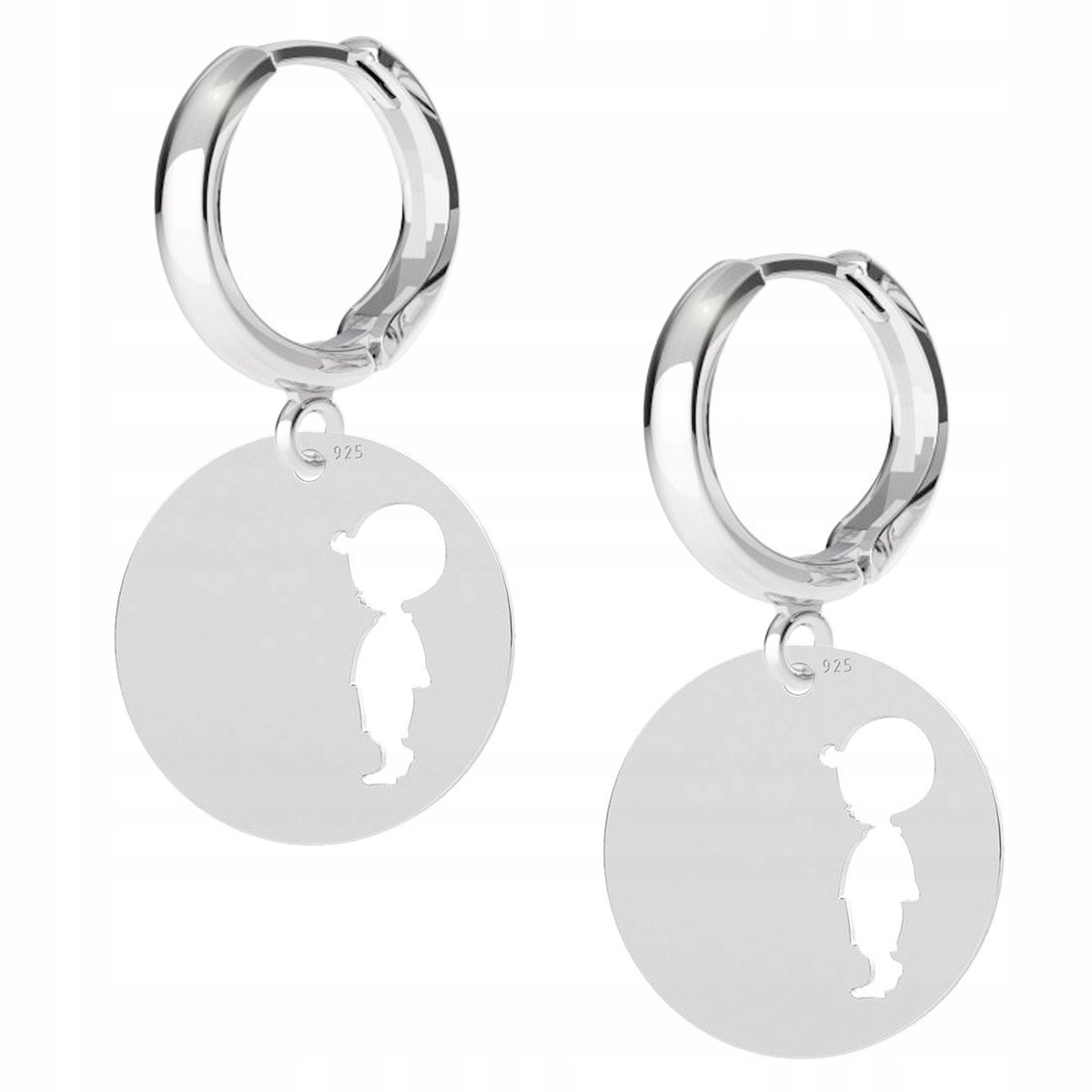Kolczyki srebrne Blaszka Chłopiec Grawer 925
