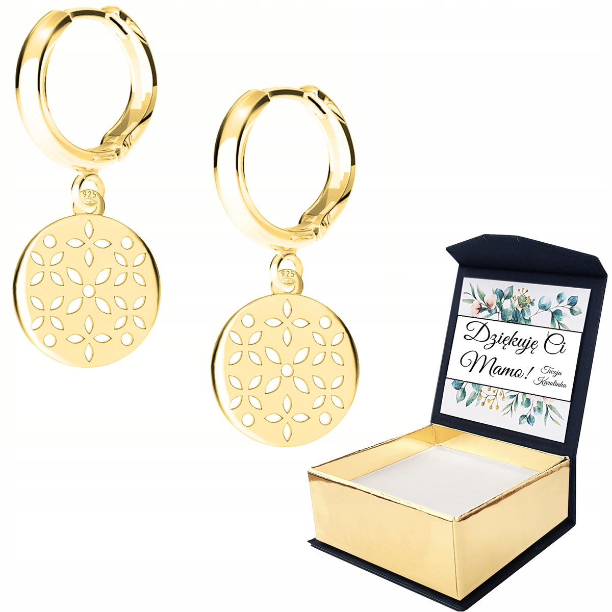 Kolczyki złote Kwiaty Kwiatki 925 WŁASNY NADRUK