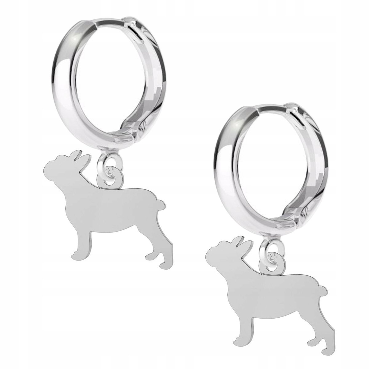 Kolczyki srebrne Buldog Pies Dog 925
