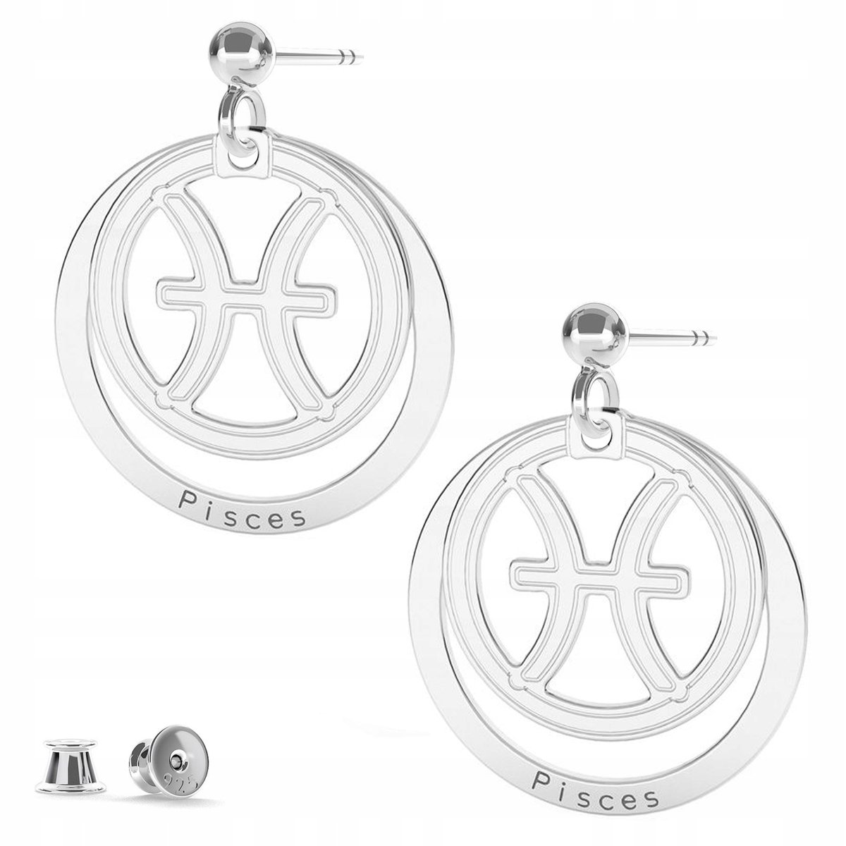 Kolczyki srebrne Znak Zodiaku Ryby 925