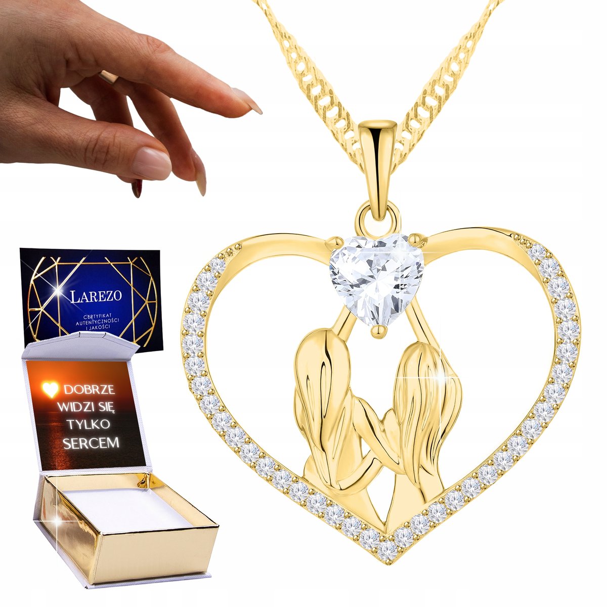 Złoty Naszyjnik 925 Serce dla Najlepszych Przyjaciółek Best Friends NADRUK