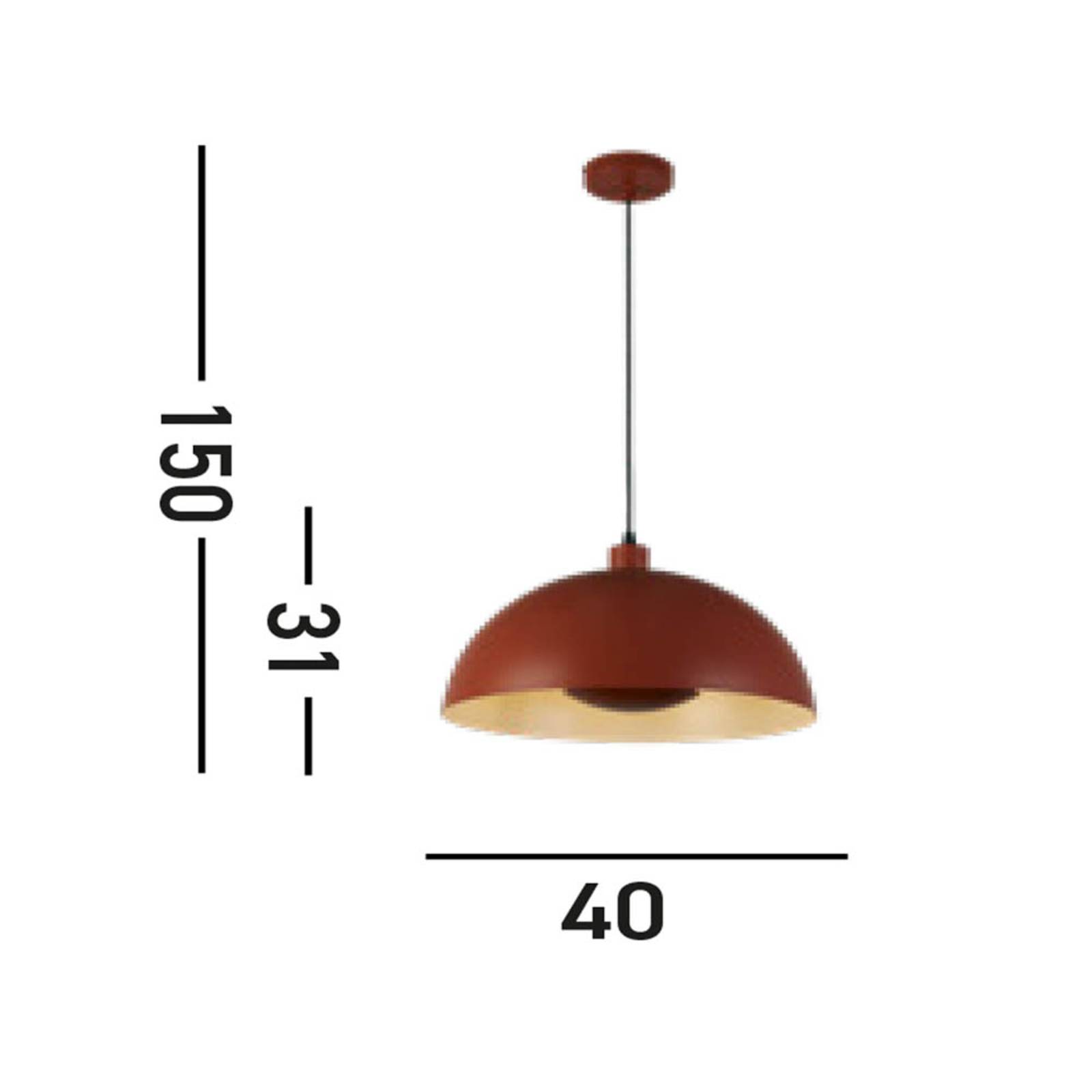 Searchlight Oprawa wisząca Mars, ciemnopomarańczowa, Ø 40 cm, stal