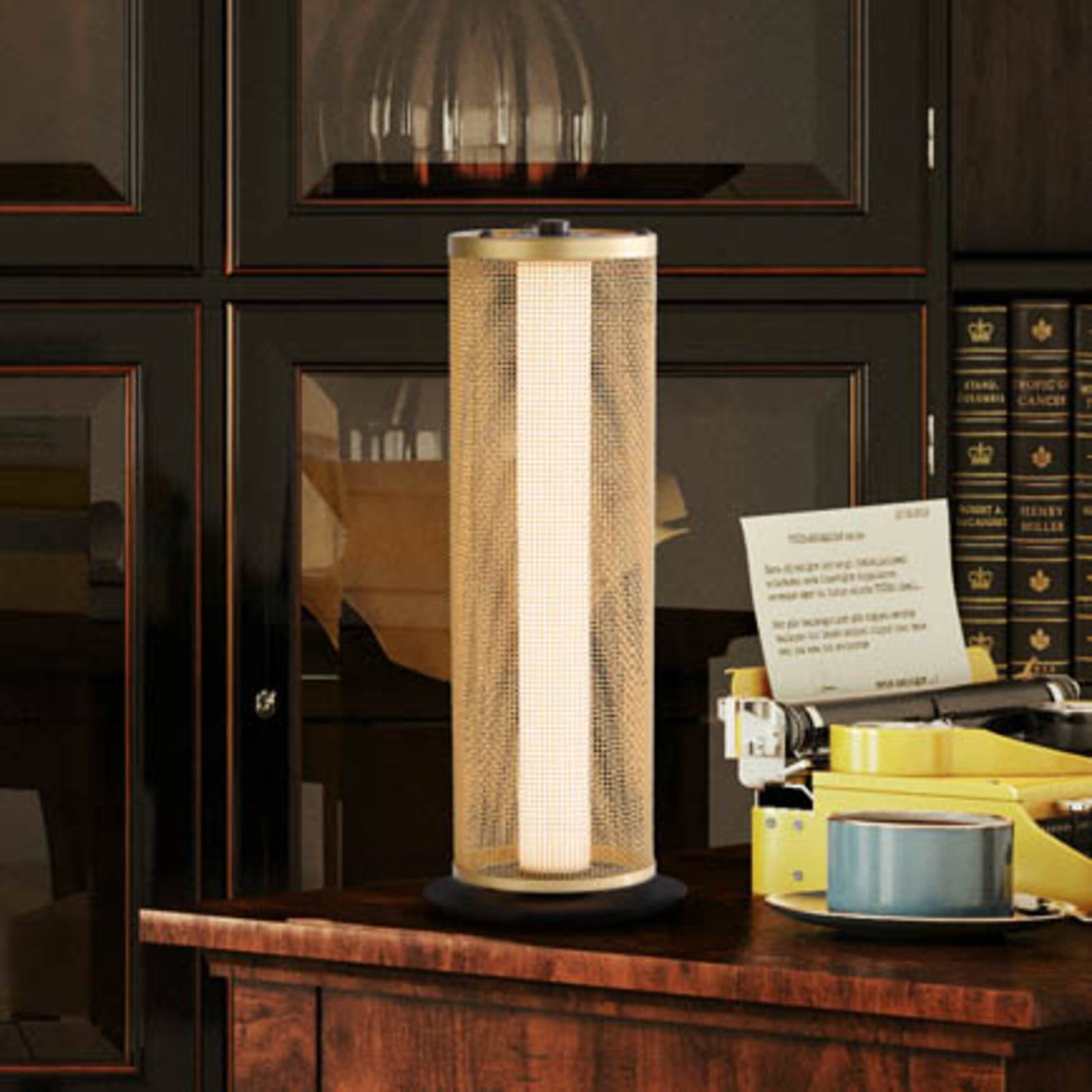 Searchlight Lampa stołowa LED Thread, w kolorze złotym, ściemniana 3-stopniowo, stalowa