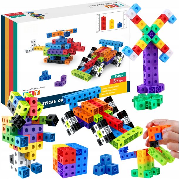 Klocki konstrukcyjne 3D edukacyjne Zestaw 150 el. kostki cegiełki