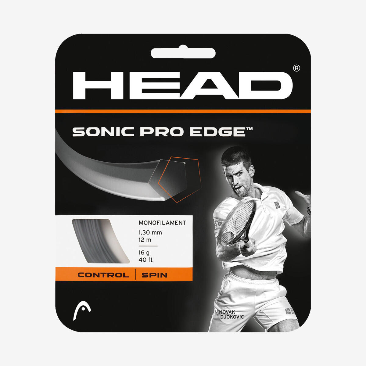 Head Sonic Pro Edge, lina na rakiety tenisowe, szary, 17 0726423988083