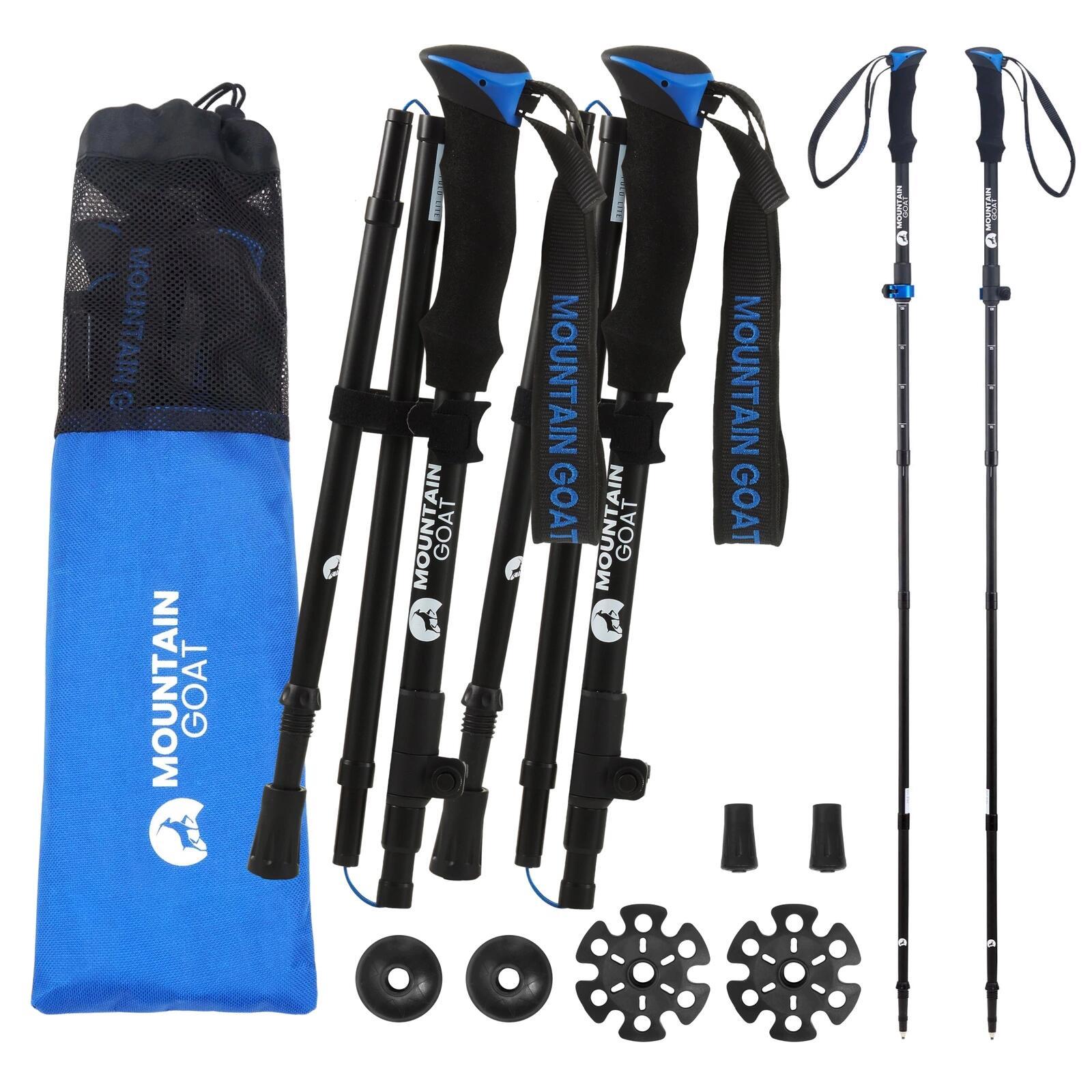 KIJKI TREKKINGOWE SKŁADANE MOUNTAIN GOAT PRO+ ETUI (NIEBIESKIE)