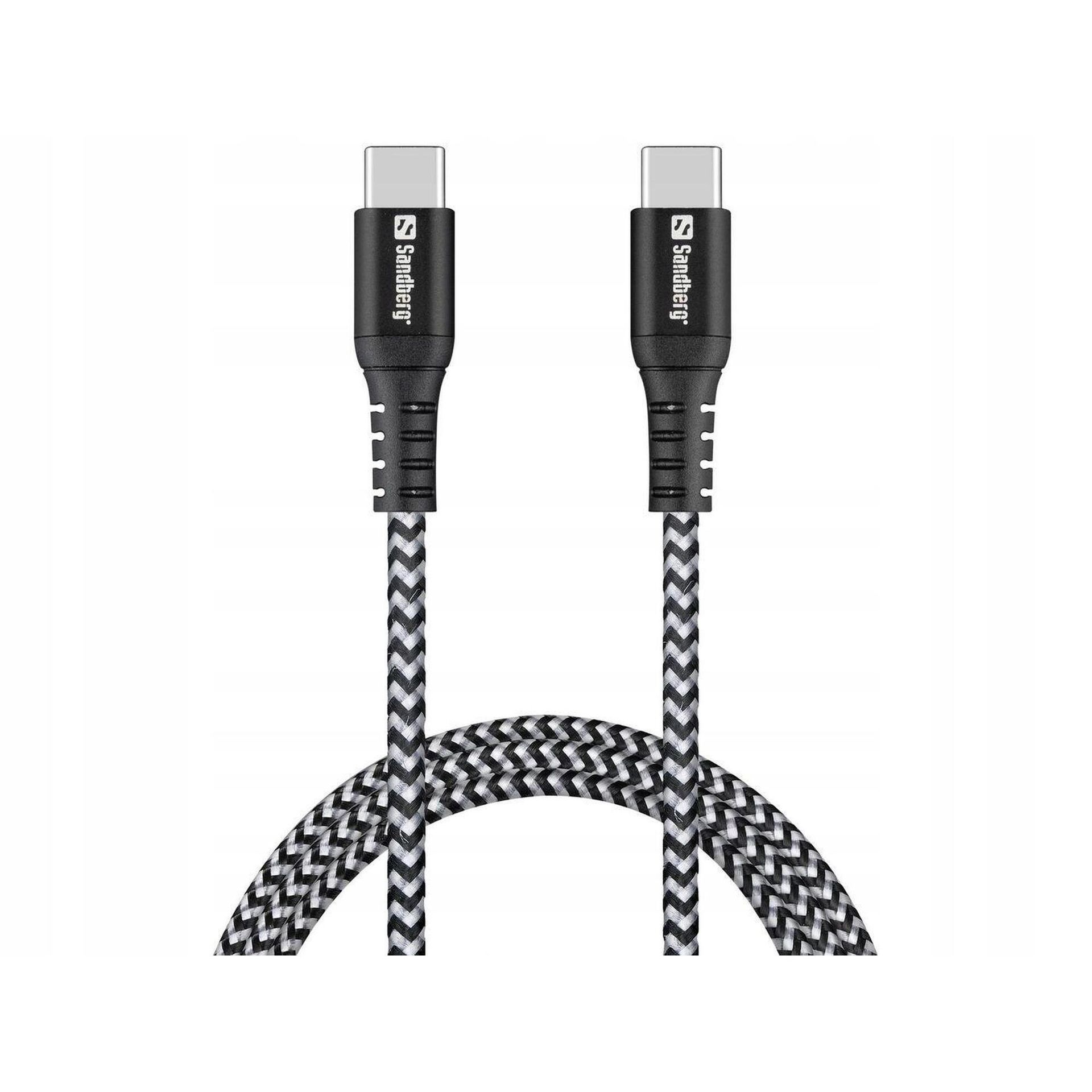 Kabel USB Sandberg USB-C - USB-C 1 m Biało-czarny (441-38)