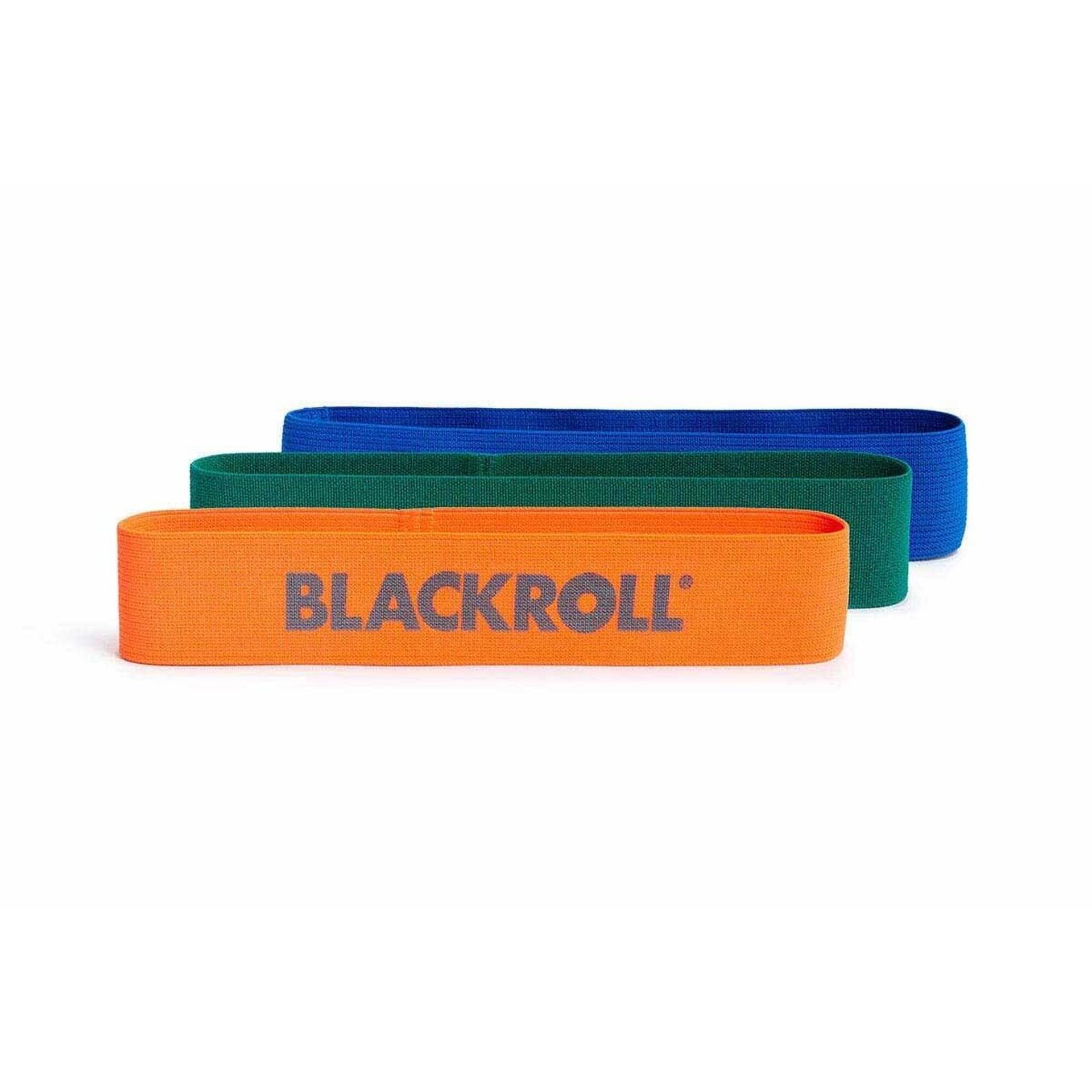 Blackroll Band taśmy fitness. Taśmy w różnych mocach rezystora (łatwa średnia silna ekstremalnie silna), co zapewnia stabilną muskulaturę. Pojedynczo lub w zestawie w różnych kolorach., wielokolor AMUKSETLBOGB