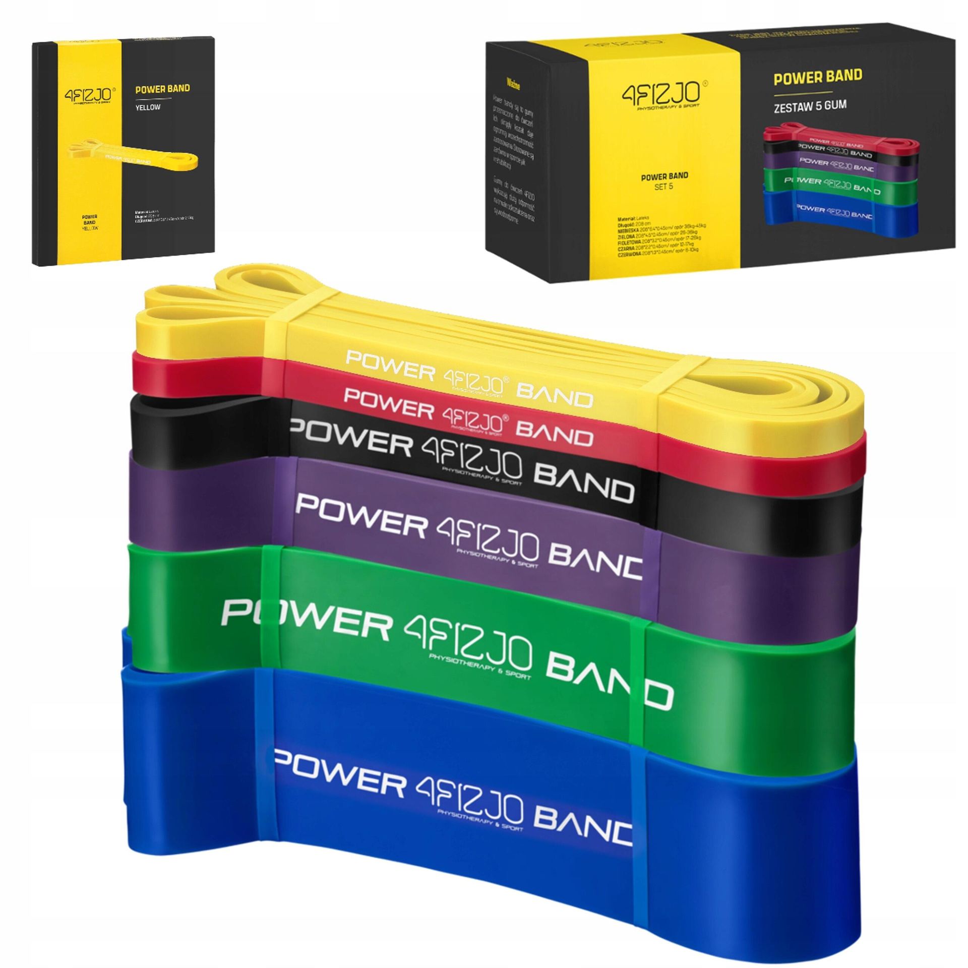POWER BAND 4fizjo Zestaw Gum Do Ćwiczeń Crossfit Podciągania