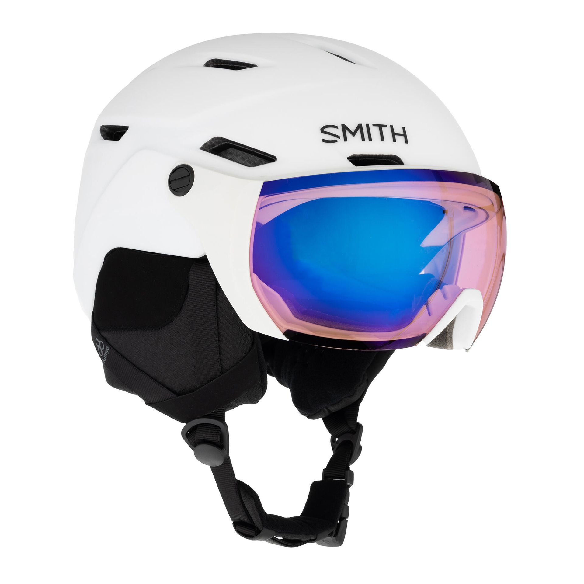 Smith Survey, kask narciarski z daszkiem, fotochromowy, biały