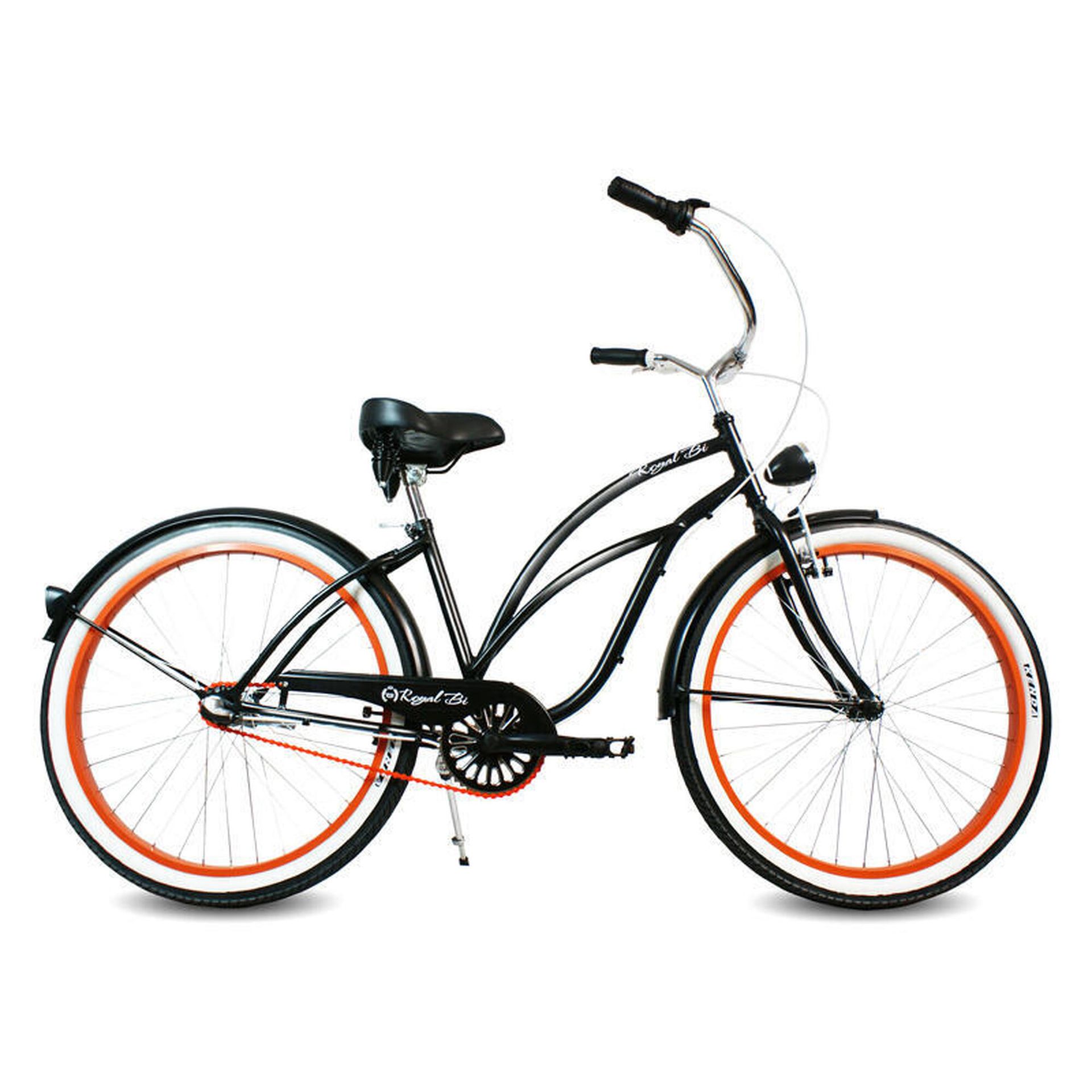 Rower miejski damski Cruiser 28 PUMPKIN SPICE czarny mat pomarańczowy