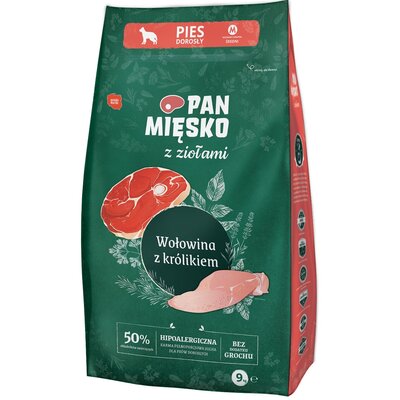 Pan Mięsko z Ziołami wołowina z królikiem M sucha karma dla psa waga 9 kg