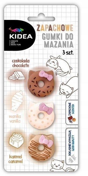 Gumki zapachowe kotki 3 szt blister Kidea