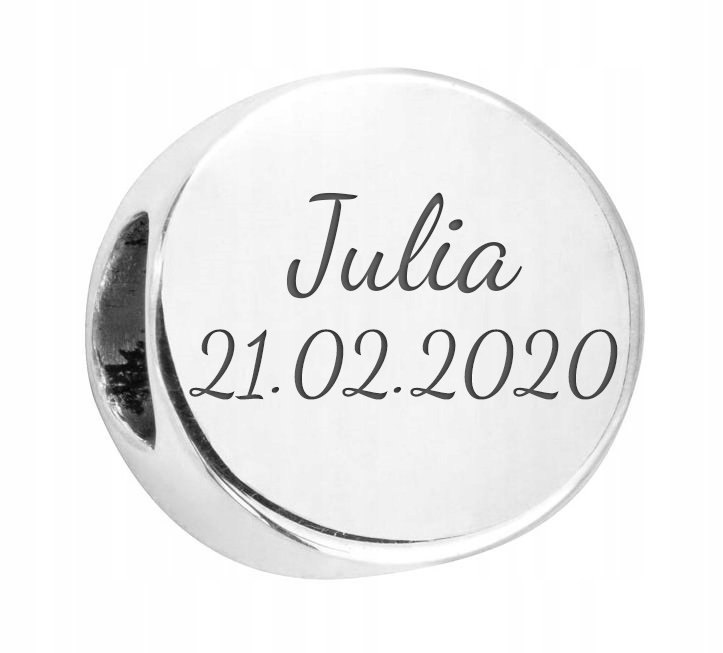 Charms Twoje Imię Data srebro 925 + GRAWER