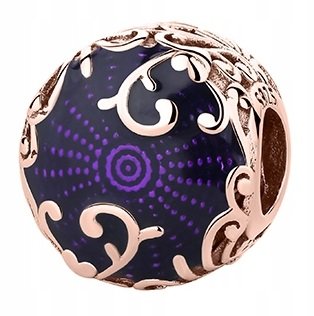 Charms Fiolet Kwiat różowe złoto srebro 925