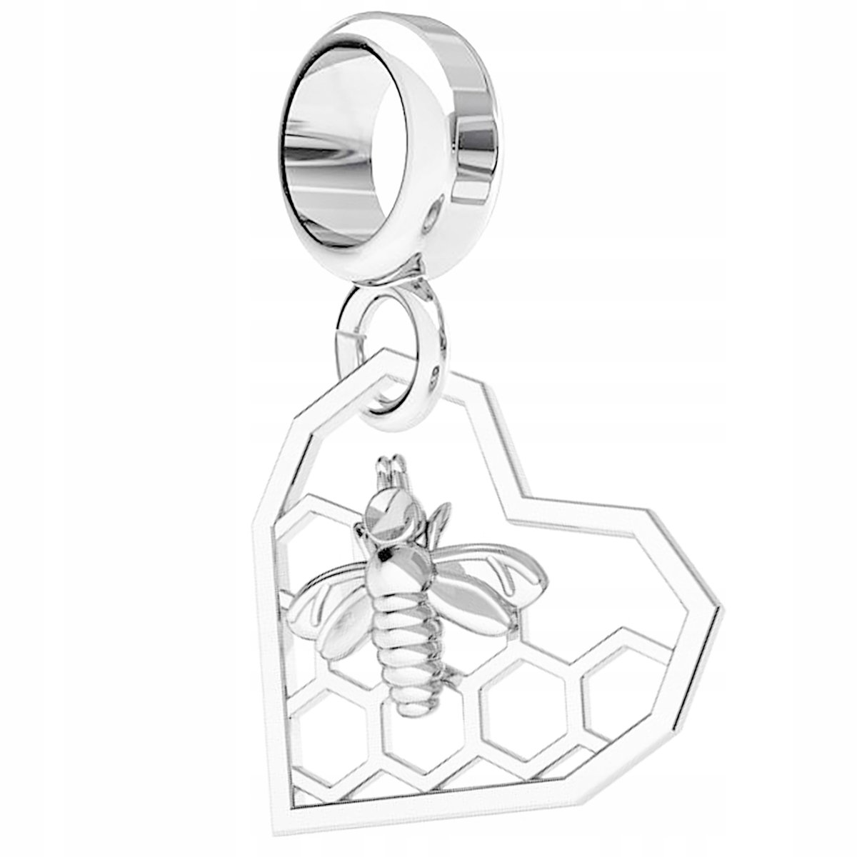 Charms wiszący Serce pszczoła srebro 925