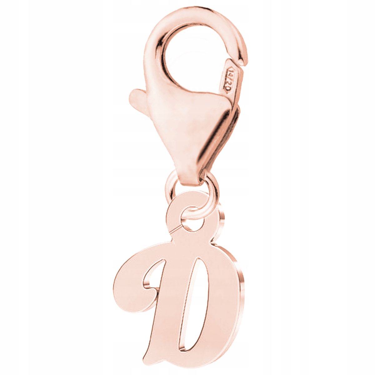 Zawieszka Literka D różowe złoto 925