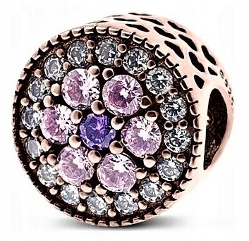 Charms Kolorowy Kwiat różowe złoto srebro 925