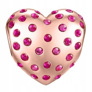 Charms Serce w Cyrkonie różowe złoto 925