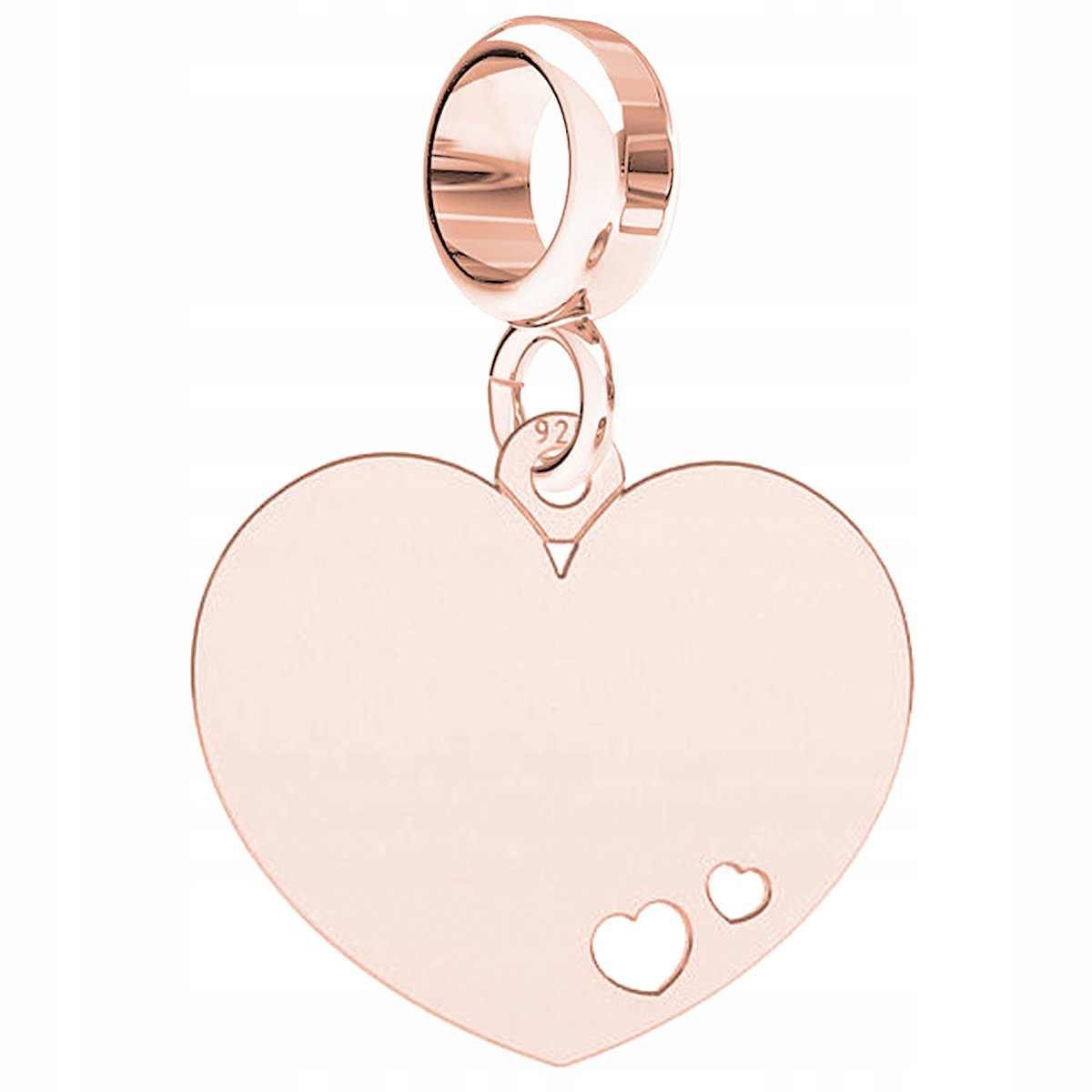 Charms Serce różowe złoto srebro 925