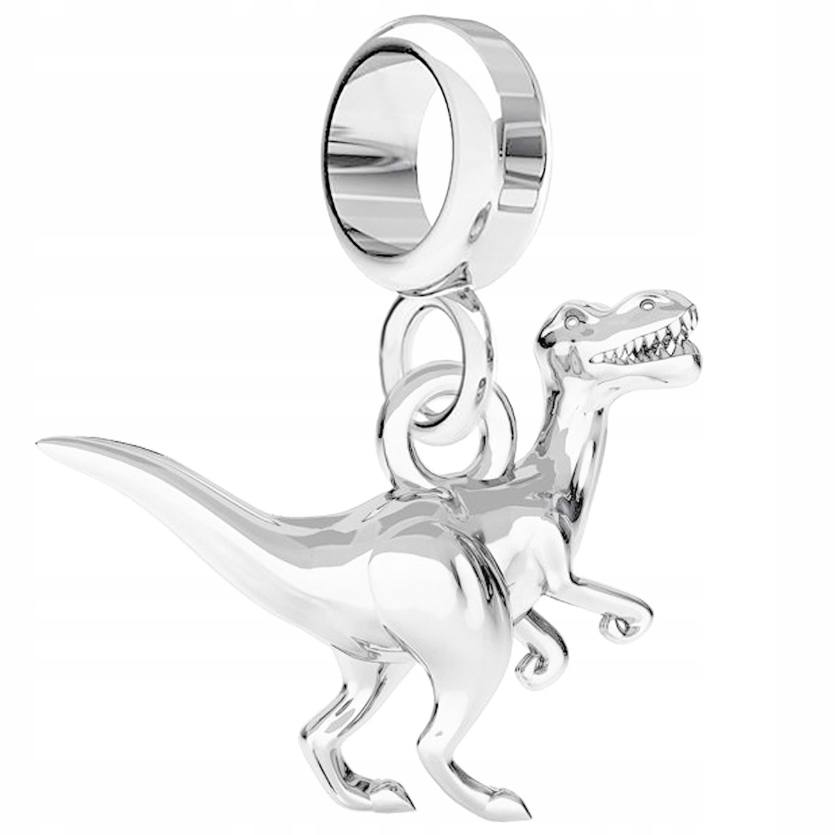 Srebrny Charms z Dinozaurem 925 Zawieszka Dinozaur Trex Potwór Zwierzę